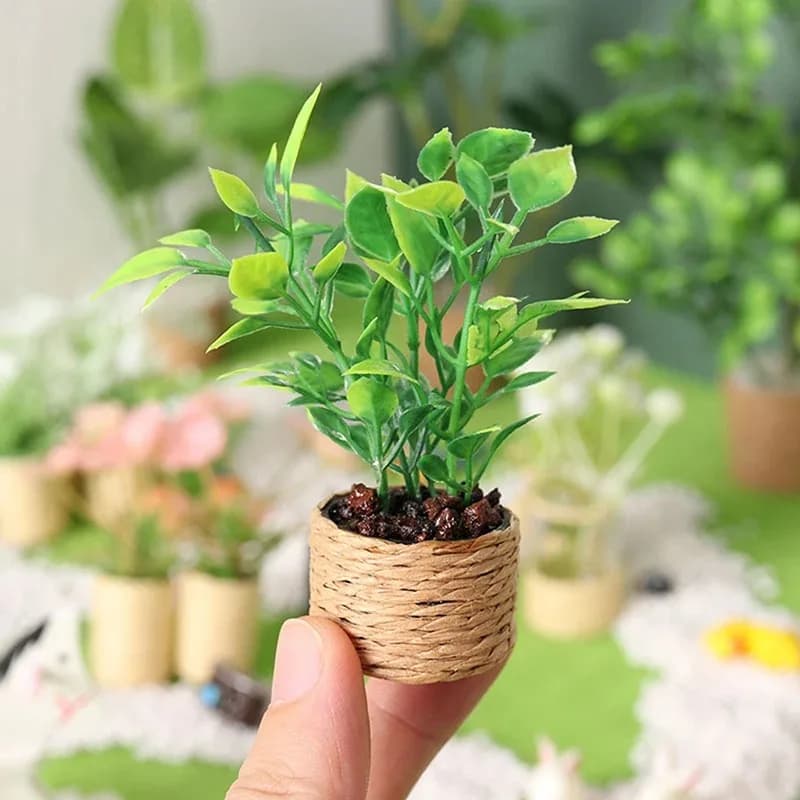 1:12 Casa delle bambole in miniatura Mini albero in vaso per pianta verde in vaso Mobili per casa delle bambole Decorazioni per la casa Simulazione Piante in vaso
