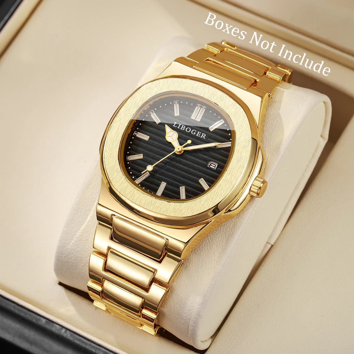 Luxury Men Business Watches Fashion Square Quartz Watch for Mens Clock With Calendar Reloj Hombre（Without Box）
