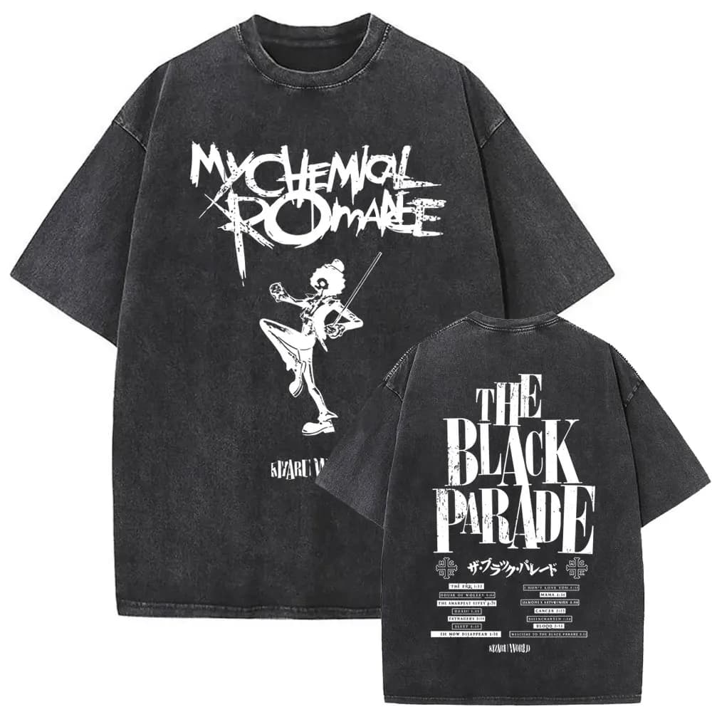 Washed Vintage Rock Band My Chemical Romance The Black Parade Tour 2025 T-shirt Men Women Fashion Punk Emo Oversized T Shirts