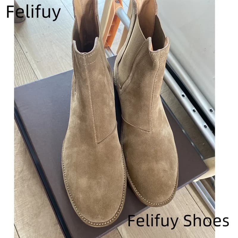 Scarpe eleganti alte da uomo in pelle scamosciata di mucca autunno design di lusso per stivaletti Chelsea da lavoro formali invernali maschili