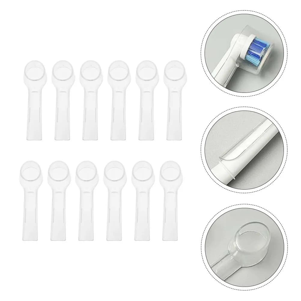 12 Pieces Covers Transparent Electric Toothbrush, Travel Protective Mats, Brush Holders, Protective Mats