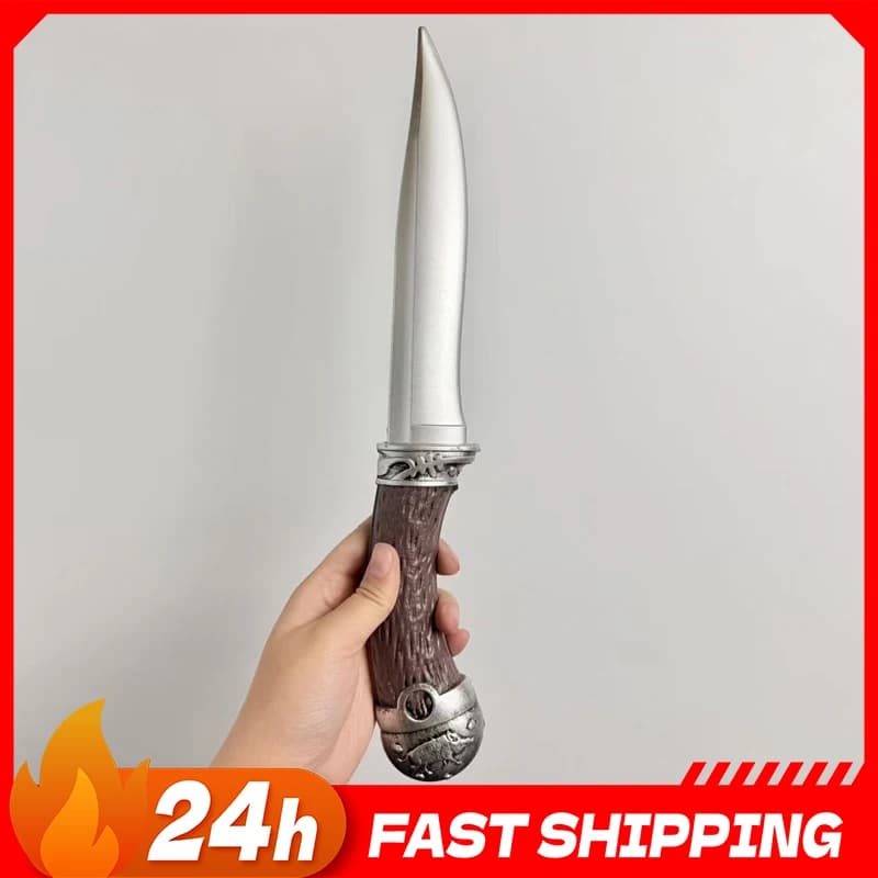 Spada in Schiuma da 37cm/14.5 Pollici, Accessorio per Spettacoli di Arti Marziali, Lama Argentata, Spada Corta in PU, Coltelli per Cosplay, Giocattoli per Ragazzi