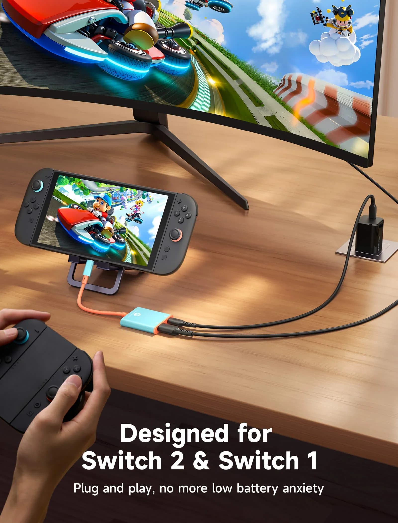 Switch 2 Dock Switch Docking Station per Nintendo, Adattatore TV Switch 2 2 in 1 con HDMI 4K a 60 Hz, USB 3.0 e porta PD di ricarica da 100 W