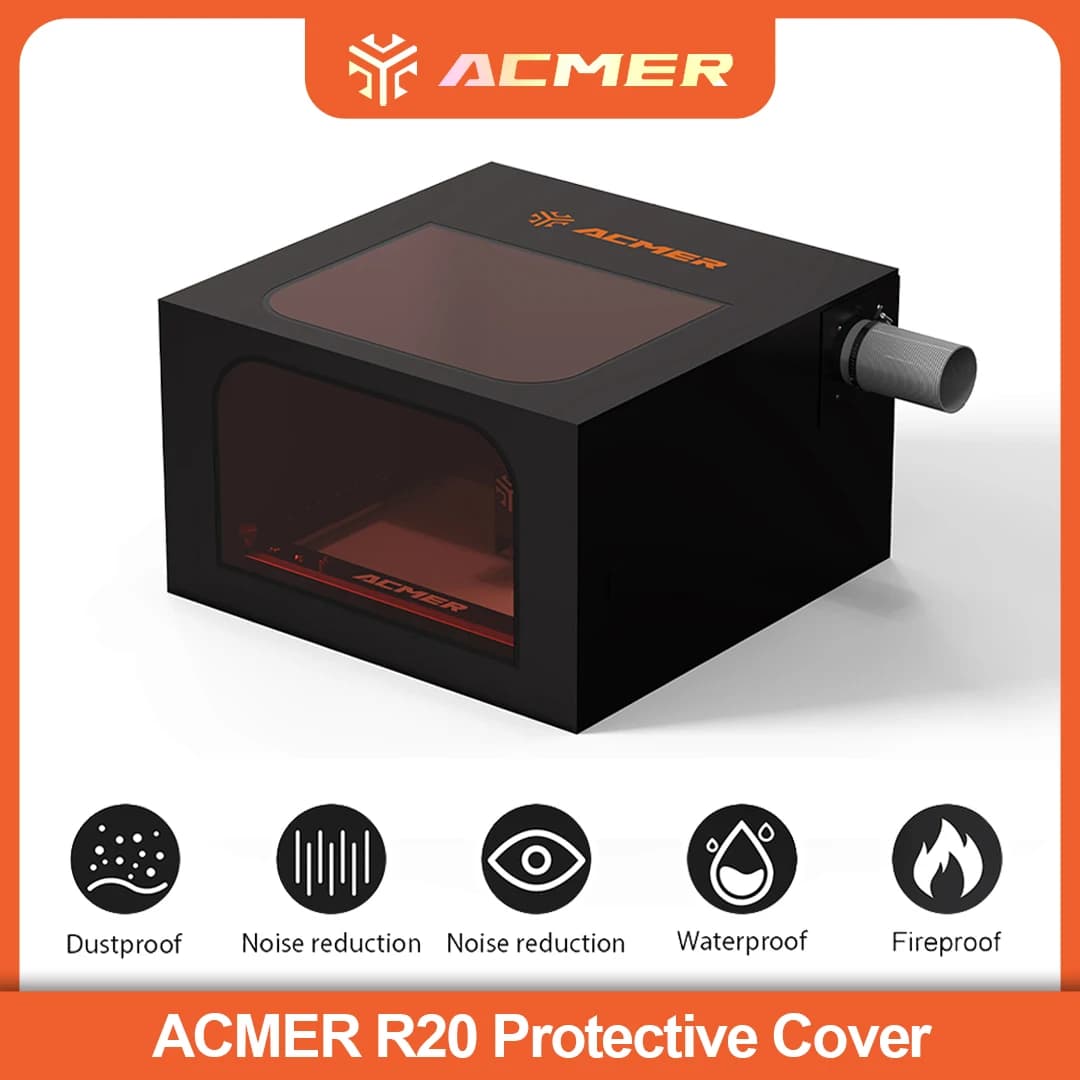 Copertura Protettiva ACMER R20 per Incisore Laser, Sistema di Scarico Fumi, Anti-fumo e Anti-polvere, Riduzione del Rumore 700*700*400mm
