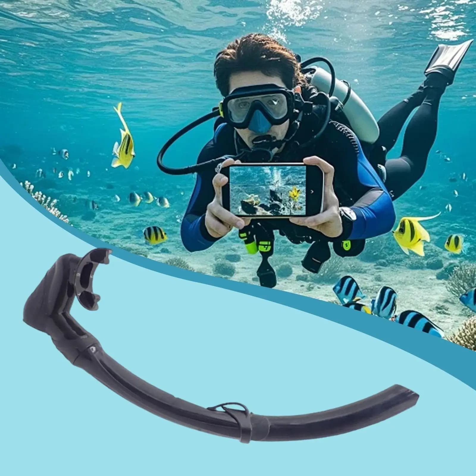 Rotable Silicone Bushing for Snorkeling and Apnea, Underwater Breathing Tube, Snorkel for Swimming Pool Training