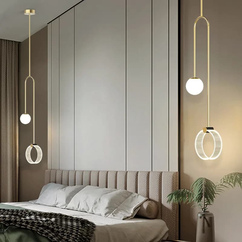 Arte moderna LED illuminazione a sospensione di lusso in oro per soggiorno sala riunioni camera da letto comodino bar ristorante lampada da soffitto per interni