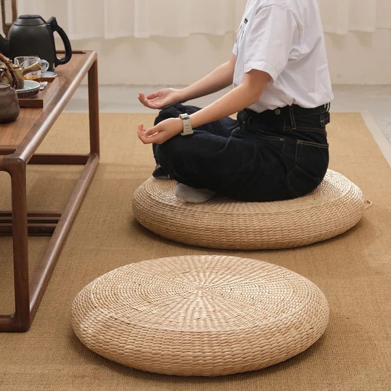 Woven tatami seat cushion, natural futon grass, breathable and non-slip, household bay window meditation seat cushion