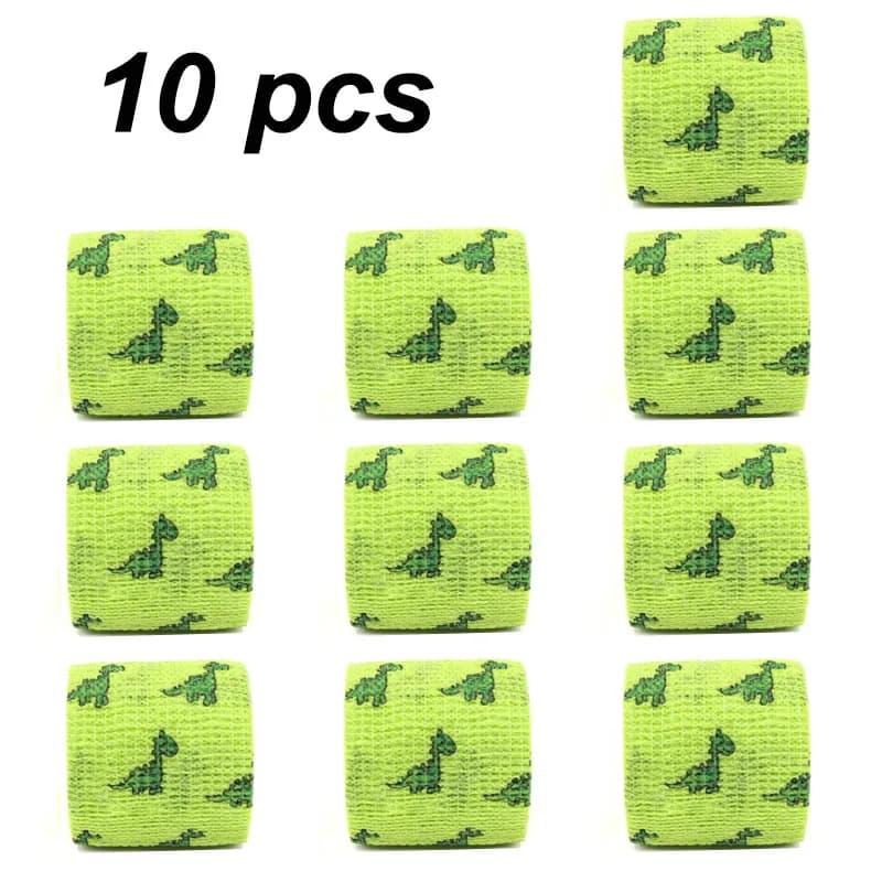 1/6/10 pezzi Dinosauro Verde Stampato Benda Elastica Autoadesiva 5 cm di Larghezza Nastro Avvolgente per Tatuaggi FAI DA TE Kit di Primo Soccorso nastro per animali domestici