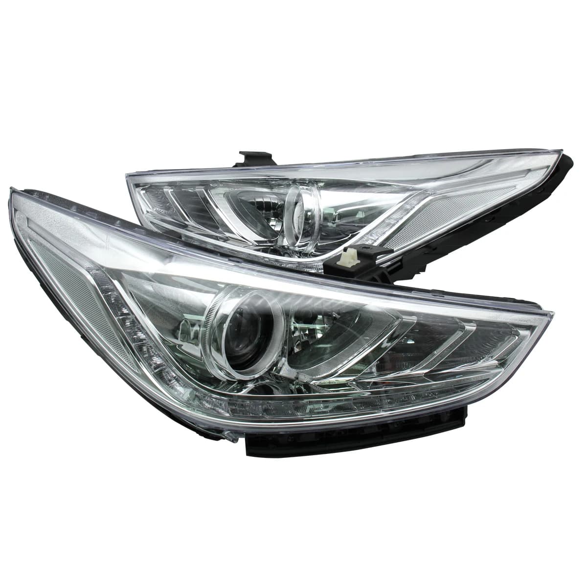 Faro LED Super per Hyundai ACCENT 2018-2022, LED NERO con lenti GIALLE 92101-H5000 92102-H5000, Fari a LED