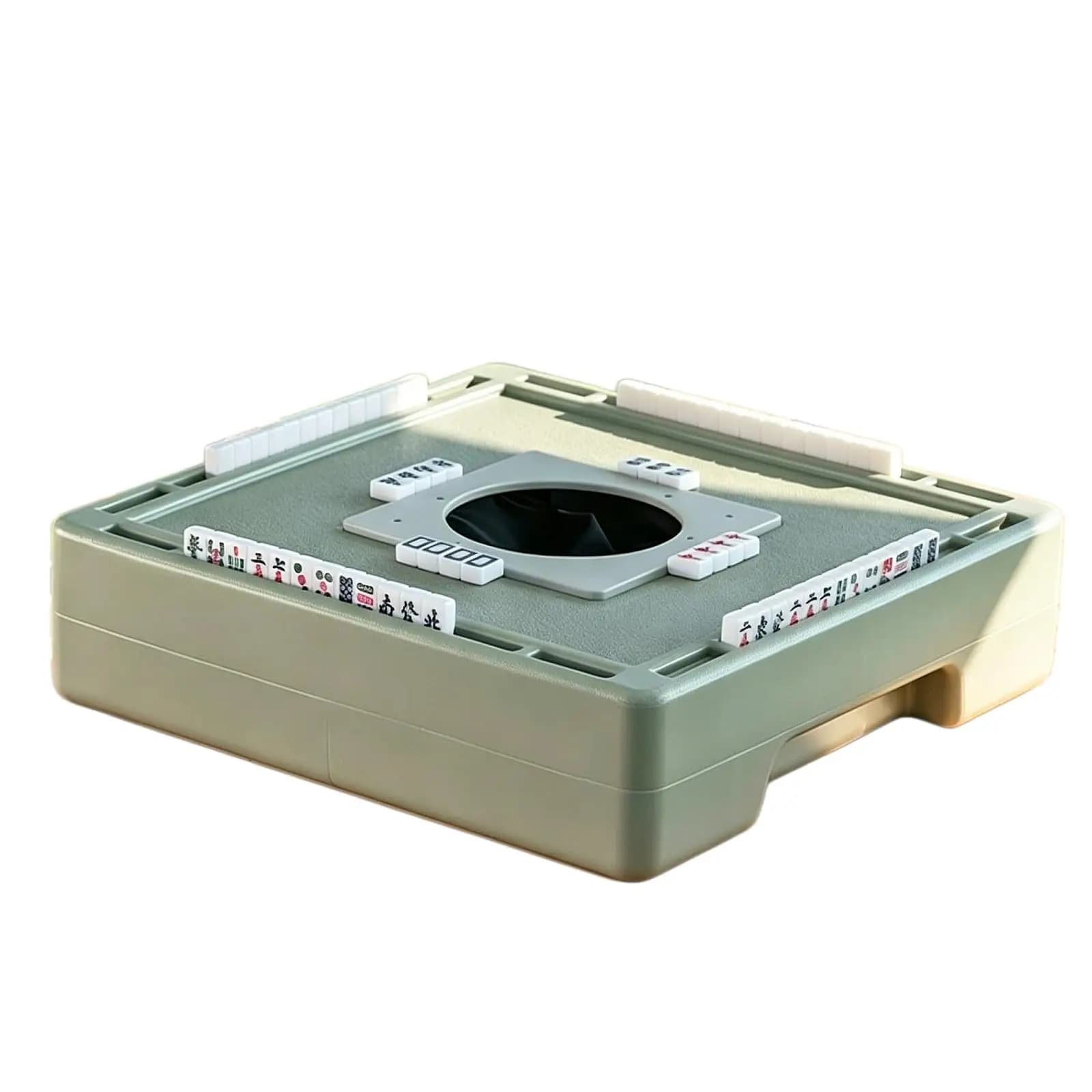 Automatic Mini Mahjong Machine Portable Silent Table With Handle Washable Tiles Compact Travel Set