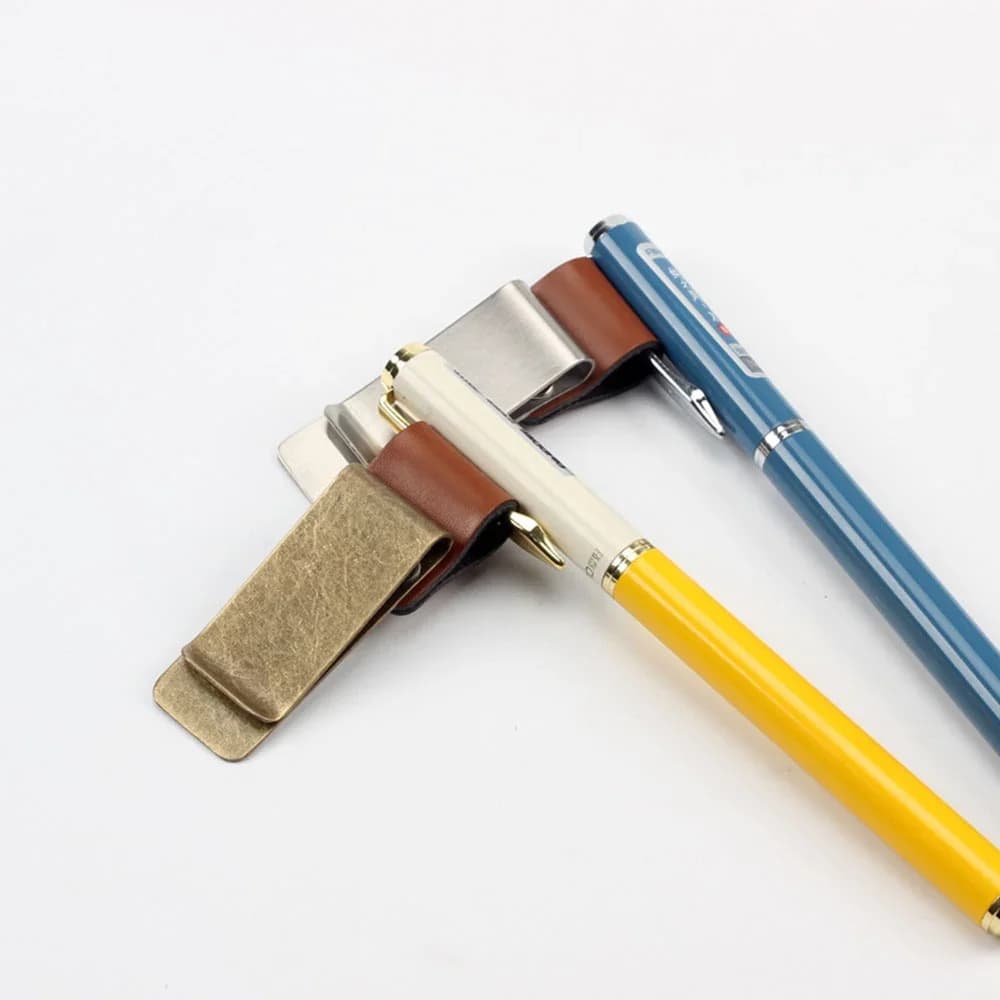 Traveler Notebook Pen Holder Retro Metal Leather Pen Clip Stainless Steel For Travel Notebook Diary Office Stationery Supplies