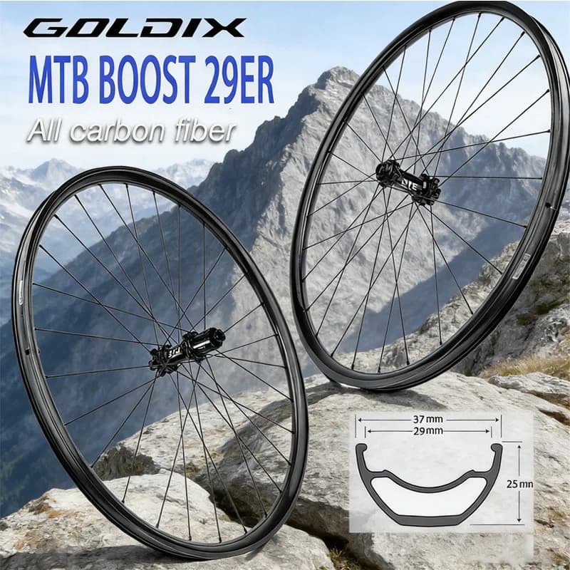 Set di ruote in carbonio GOLDIX per MTB 29 con freno a disco, Ratchet 36T, 28 fori, Boost Cube, per Shimano Straight Pull 6 bulloni, ruote in carbonio 29 per MTB