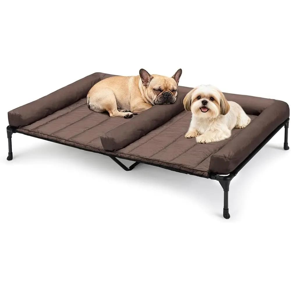 Cuccia Rinfrescante Doppia per Cani con Cuscino Rimovibile Impermeabile, 49x33, Rete Traspirante, Piedini Antiscivolo, Adatta per Interni ed Esterni