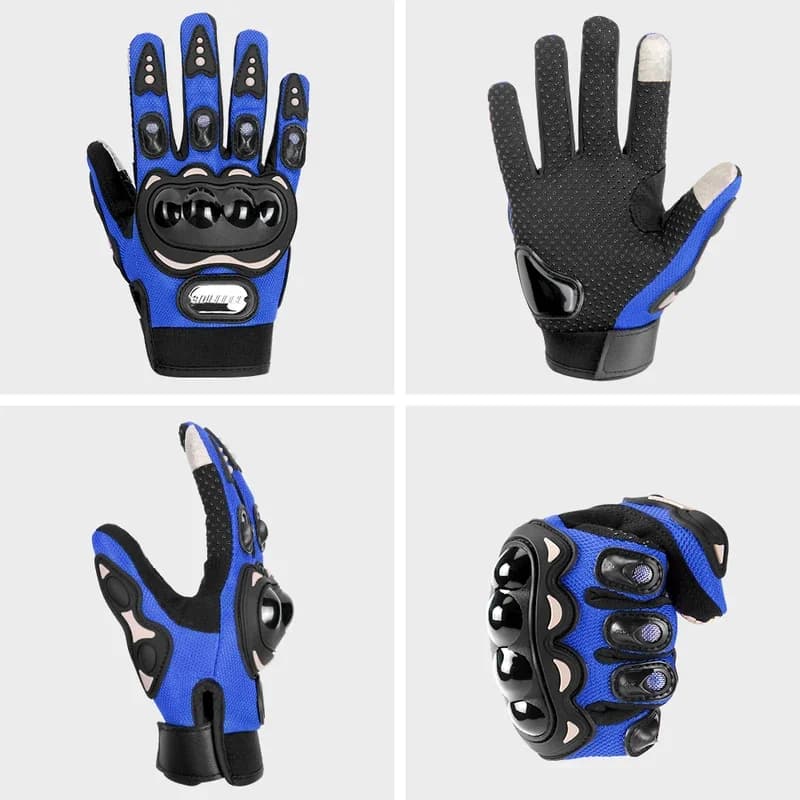 Guanti da motocross traspiranti blu Guanti da equitazione protettivi antiscivolo per touch screen per moto ATV MTB BMX Ciclismo M-2XL