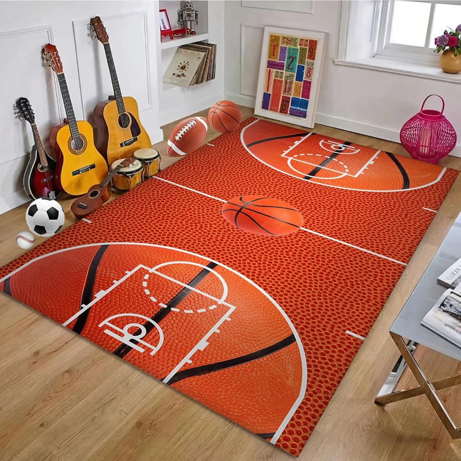 Tappeto per cancha da basket Tappeto da campo da basket antiscivolo Tappeti sportivi da basket per bambini Tappetino per soggiorno Arredamento sala giochi