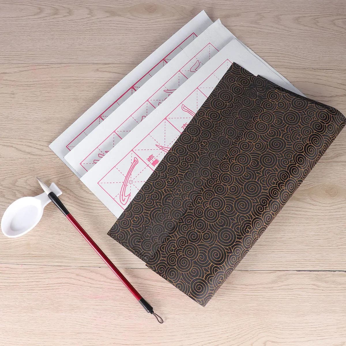 6Pcs Reusable Water Calligraphy Practice Cloth Set Beginner Friendly Eco Friendly No Ink Chinese Writing Mat Gridded Fabric