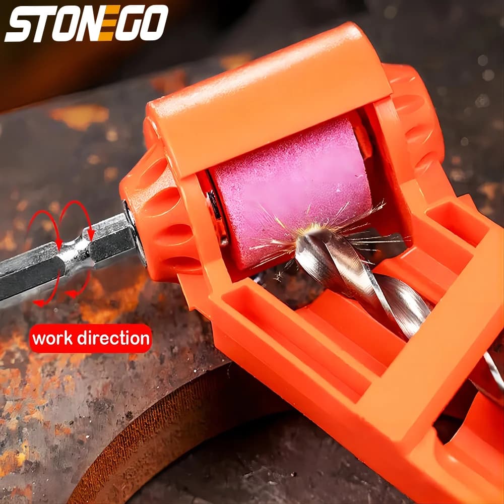 STONEGO Affilatrice per punte da trapano portatile - Ruota in corindone per punte a coclea da 2,0-12,5 mm, strumento per affilare punte elicoidali