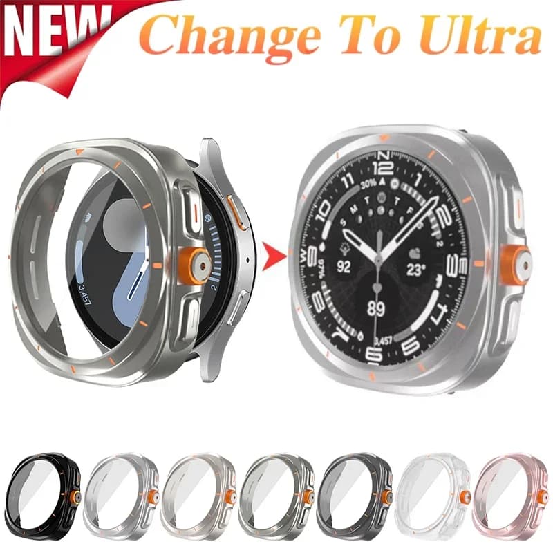 Aggiornamento alla custodia Ultra per Samsung Galaxy Watch 7 6 40mm 44mm passa alla protezione dello schermo in vetro temperato Galaxy Watch Ultra 47mm