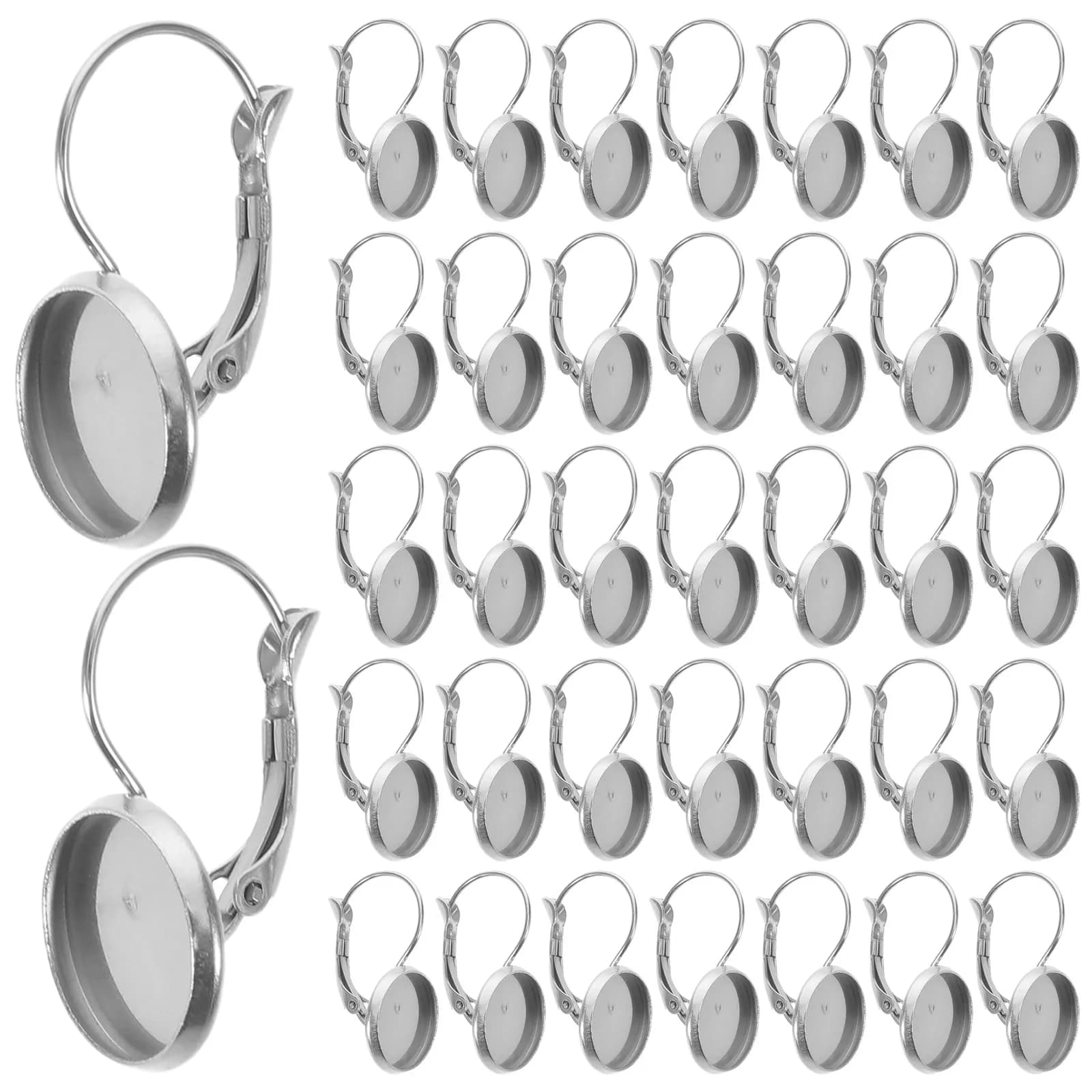 100 Pezzi Base per Orecchini Rotonda in Acciaio Inossidabile con Fondo Piatto per Creazione Gioielli Fai da Te, Accessori per Orecchini