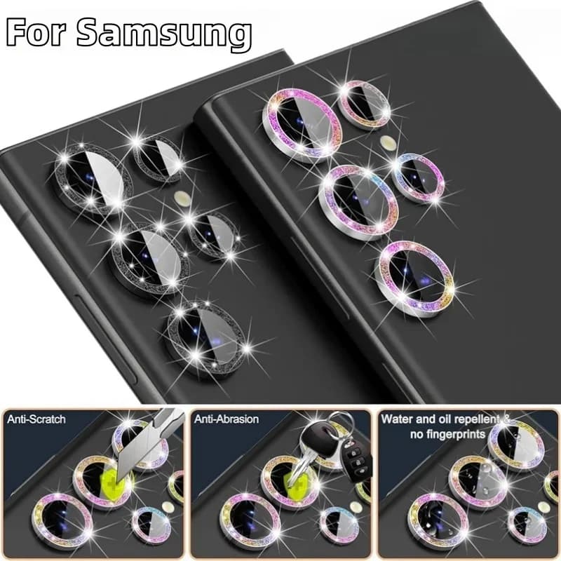 Protezione Lente Diamantata per Samsung Galaxy S26 Ultra S25 Plus S24+ Anello Lente Fotocamera per Galaxy S24 Ultra S23 Ultra Coperchio Lente Lucido