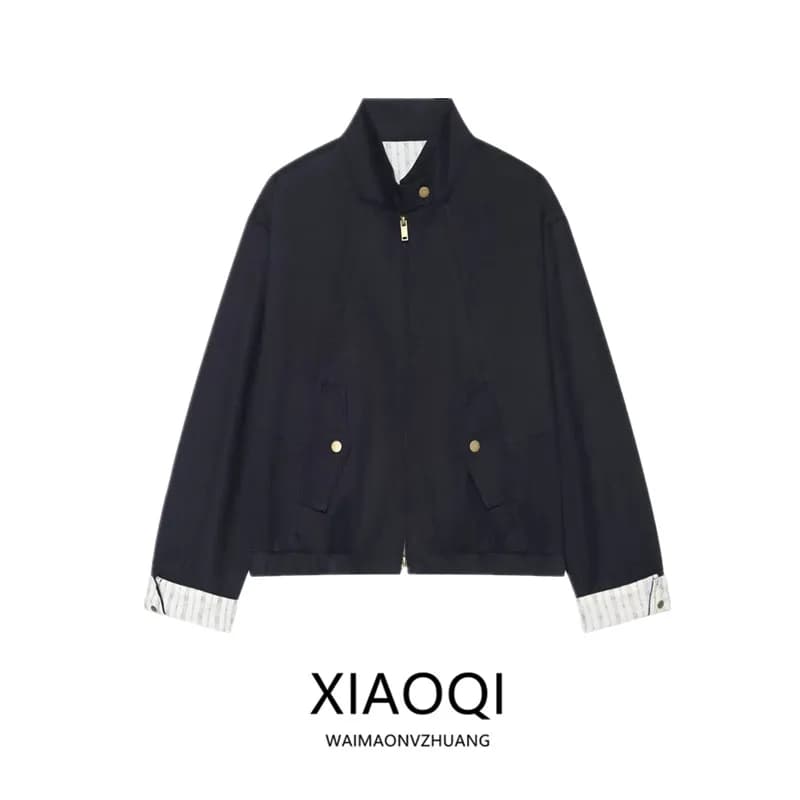 2026 Autumn New Retro Versatile Stand Collar Commuter Short Jacket Women's Outerwear Stylish All-Match Coat for Ladies