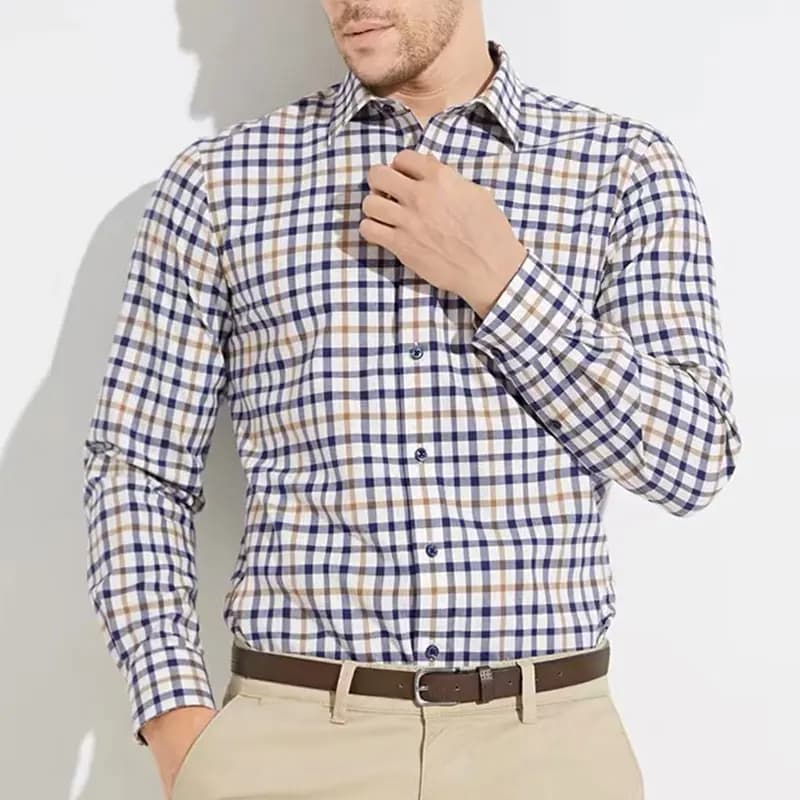Camicia a maniche lunghe da uomo in puro cotone traspirante confortevole business casual slim top shirt trend abbigliamento formale primaverile ed estivo