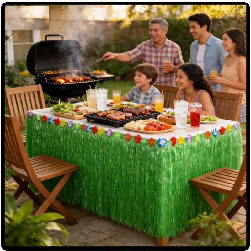 Decorazioni per Festa di Compleanno con Gonna da Tavolo Hawaiana Colorata per Casa e Picnic
