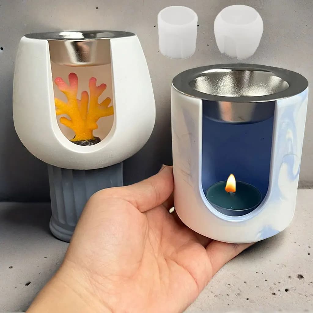 Heating Aroma Candle Holder Silicone Mold for Concrete Round Oven for Cast Wax Diffusion Gesso Provetta Hydroponic Mold for Florist
