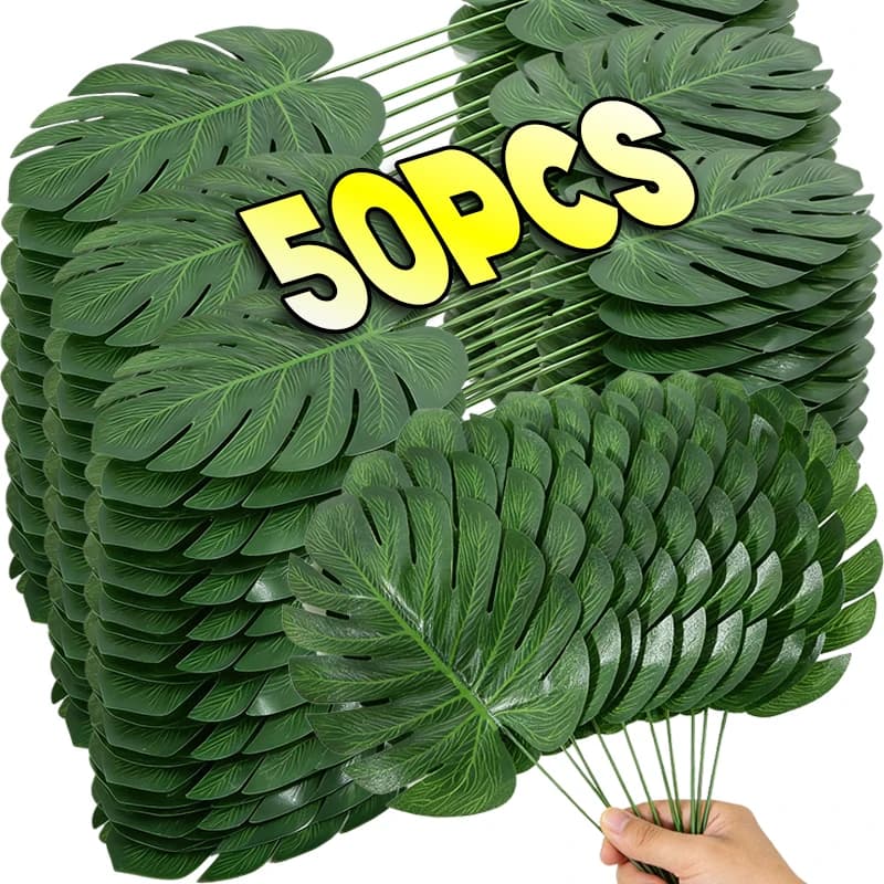 Fake Silk Artificial Turtle Leaves Branch Green Plants for DIY Wedding Birthday Party Home Decor Scattered Tail Leaf Wholesale