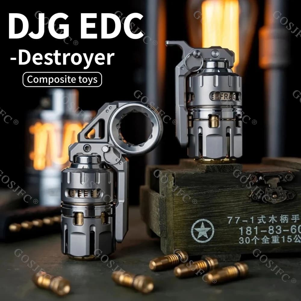 DJG EDC Destroyer Giocattolo Composito Cricchetto Fidget Spinner Push Slider Anello Spinner Diapason Titanio Ottone Agitarsi Giocattoli Adulti