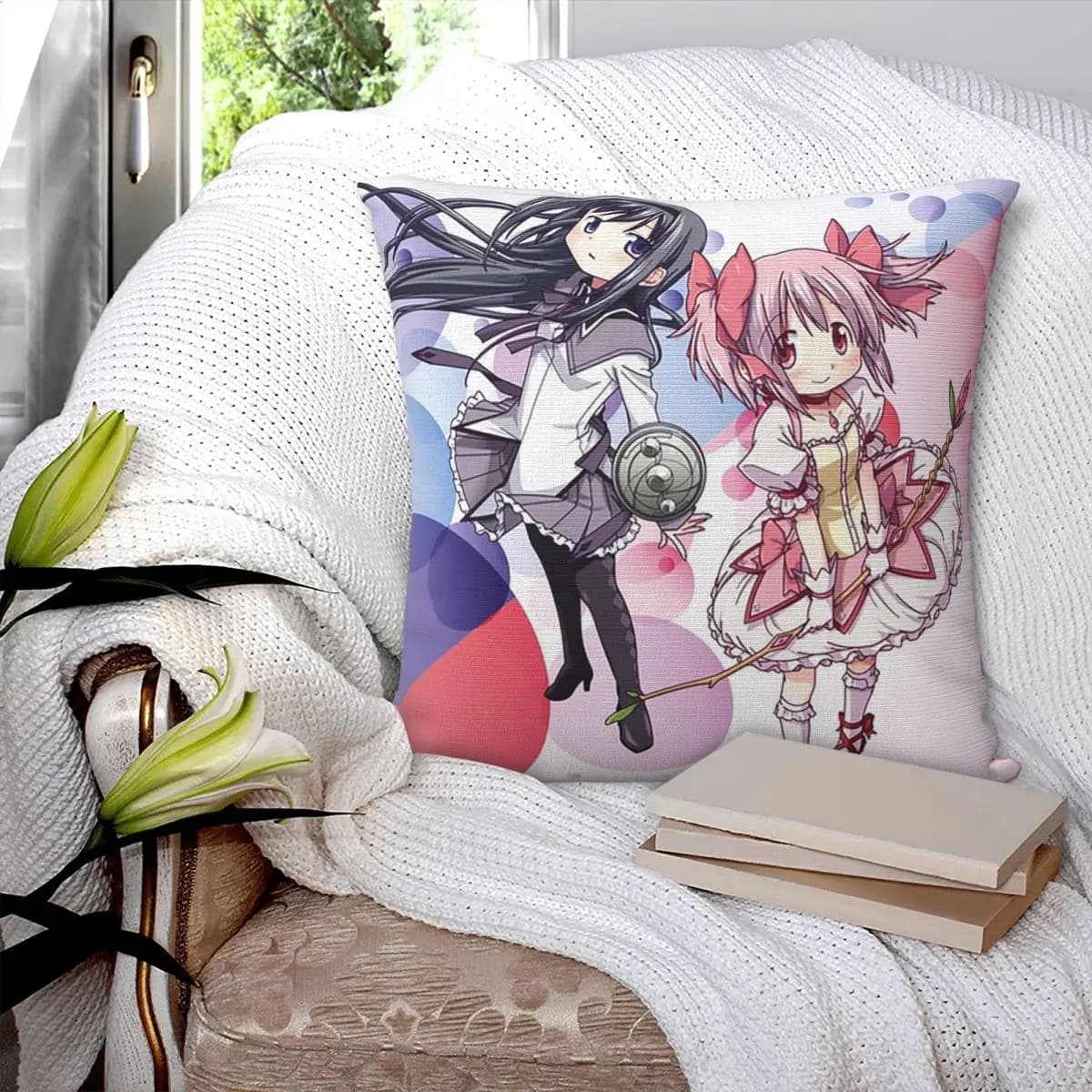 Puella Magi Madoka Magica Square Pillowcase Cushion Cover Pillow Case Throw Pillow Cover for Home Sofa Living Room