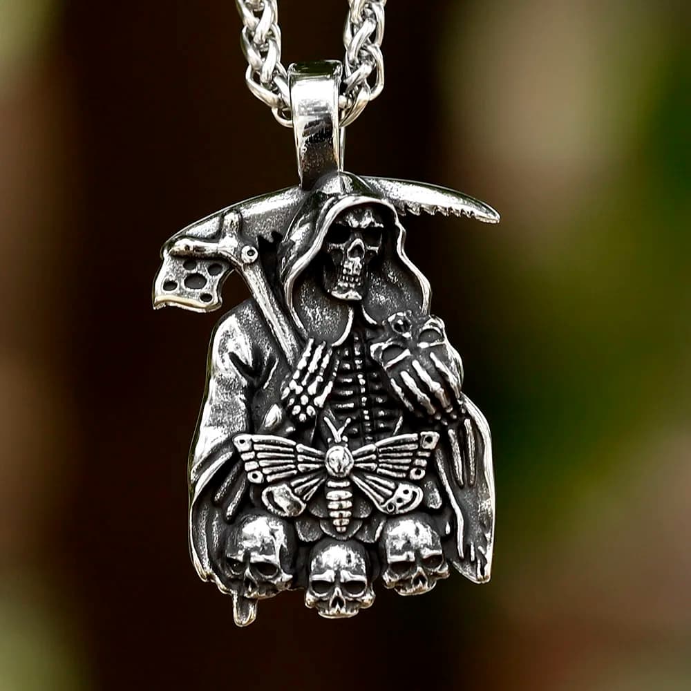 2023 Stainless Steel Punk Skulls with Men's Punk Hell Butterfly and Death Necklaces with Gift Pendant fdr Free Shipping