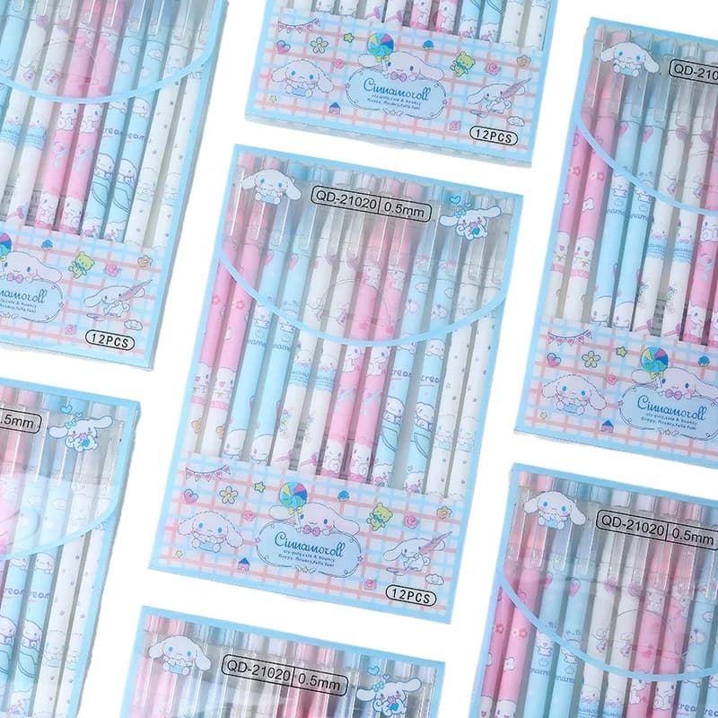Set di 6-12 Penne Gel Retrattili Sanrio Pochacco Kawaii, Design Cartone Animato Carino 0.5mm, Scrittura Fluida, Regalo Ideale per Scuola e Ufficio