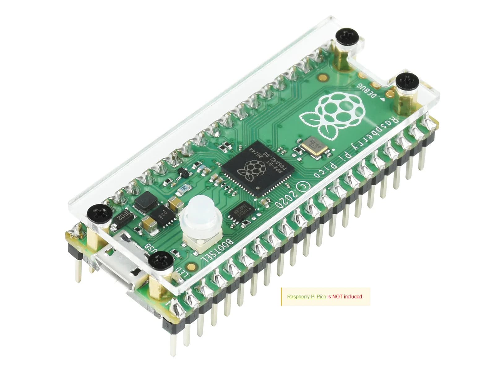 Transparent acrylic protective case for Raspberry Pi Pico