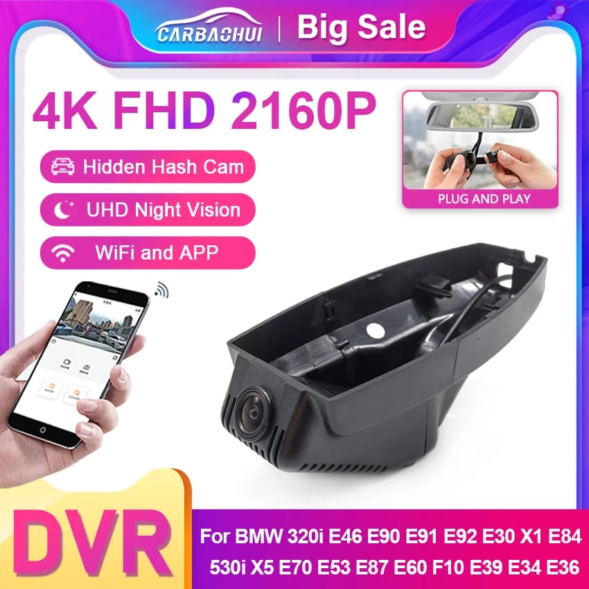 Nuovo 4K Auto DVR Wifi DVR Videoregistratore dash cam Per BMW 320i e46 e90 e91 e92 e30 530i f10 e39 e34 e36 x1 e84 x5 e70 e53 e87