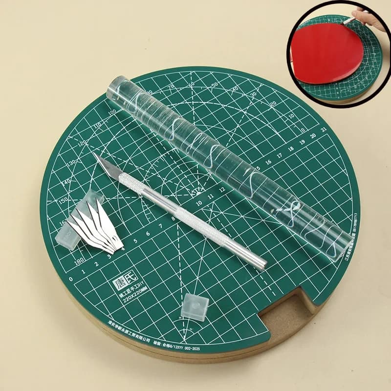 Ping Pong Rubber Cutting Wheel Carpet Set, Fai-da-Te Tool with Cutting Knife, Gluing Accessories Ping Pong Rackets, Durevoli