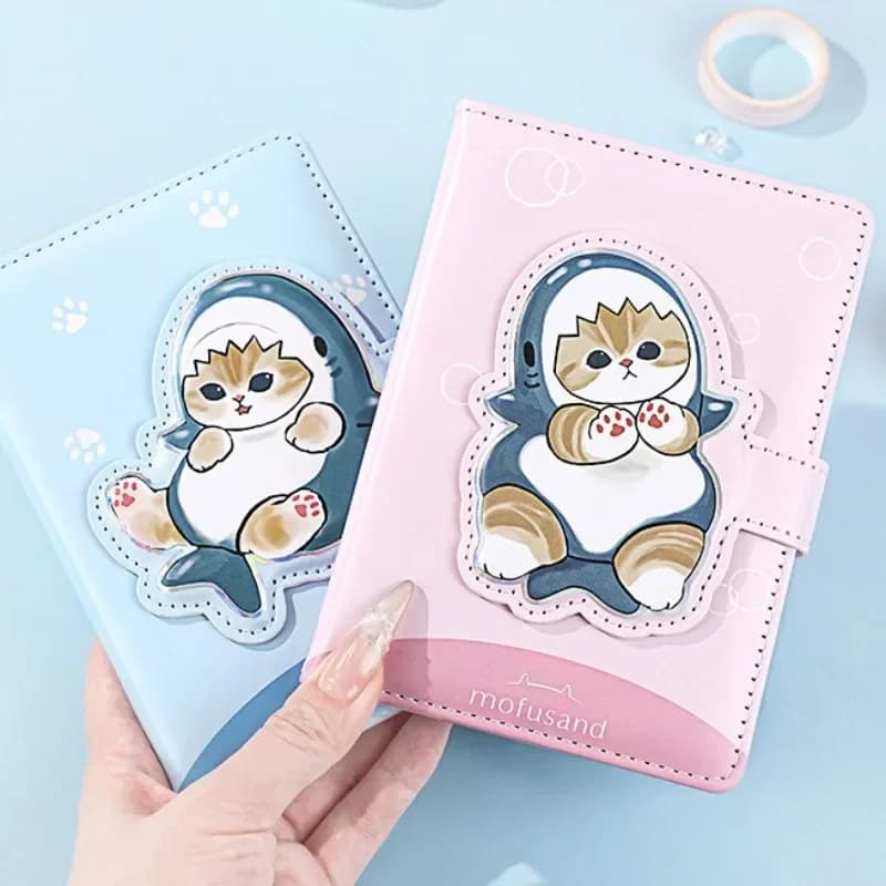 2Pcs/set Mofusand A6 Colorful Inner Page Notebook with PU Leather Cover & Magnetic Buckle Closure Student Study Notebook