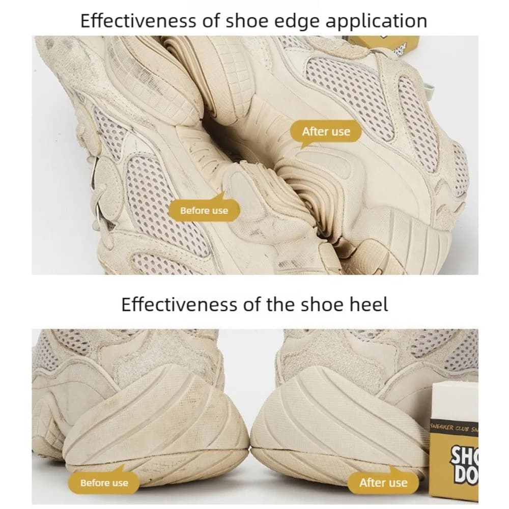 Kit di Pulizia per Scarpe con Spazzola e Gomma Detergente Senza Acqua, Strumento Portatile per la Cura delle Calzature