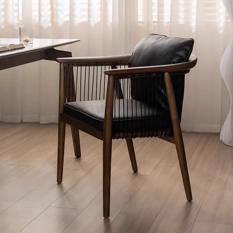 Sedia per il tempo libero compilata cinese comoda e dal design Poltrona lounge moderna in legno massello di teak con rattan e cuscino