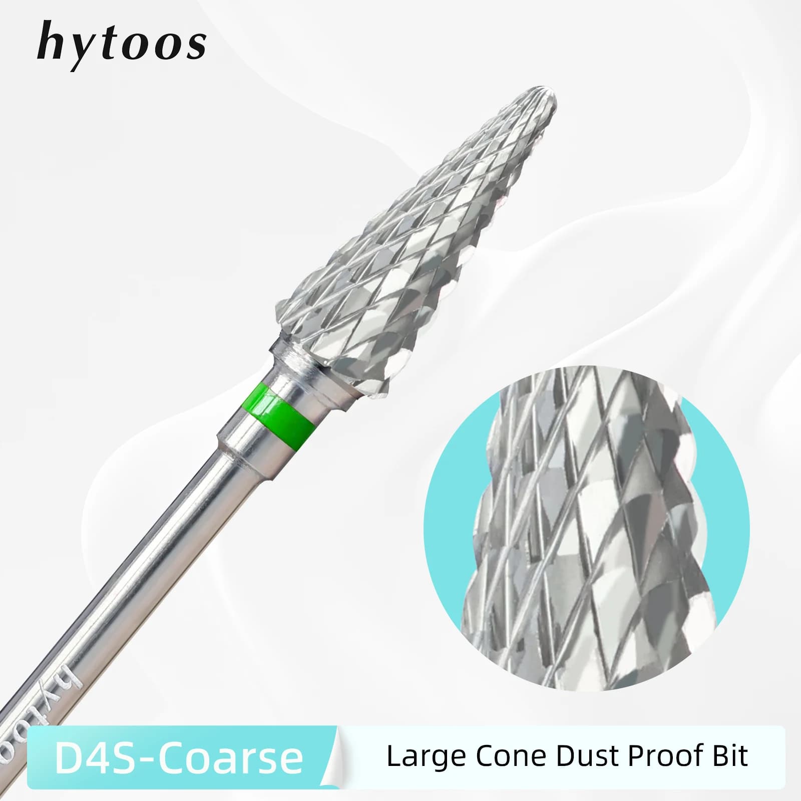 HYTOOS Punta da trapano per unghie a cono grosso 15mm Punta per unghie in metallo duro conico a prova di polvere 3/32 "Smalto gel per manicure Strumenti per la rimozione della cuticola pulita