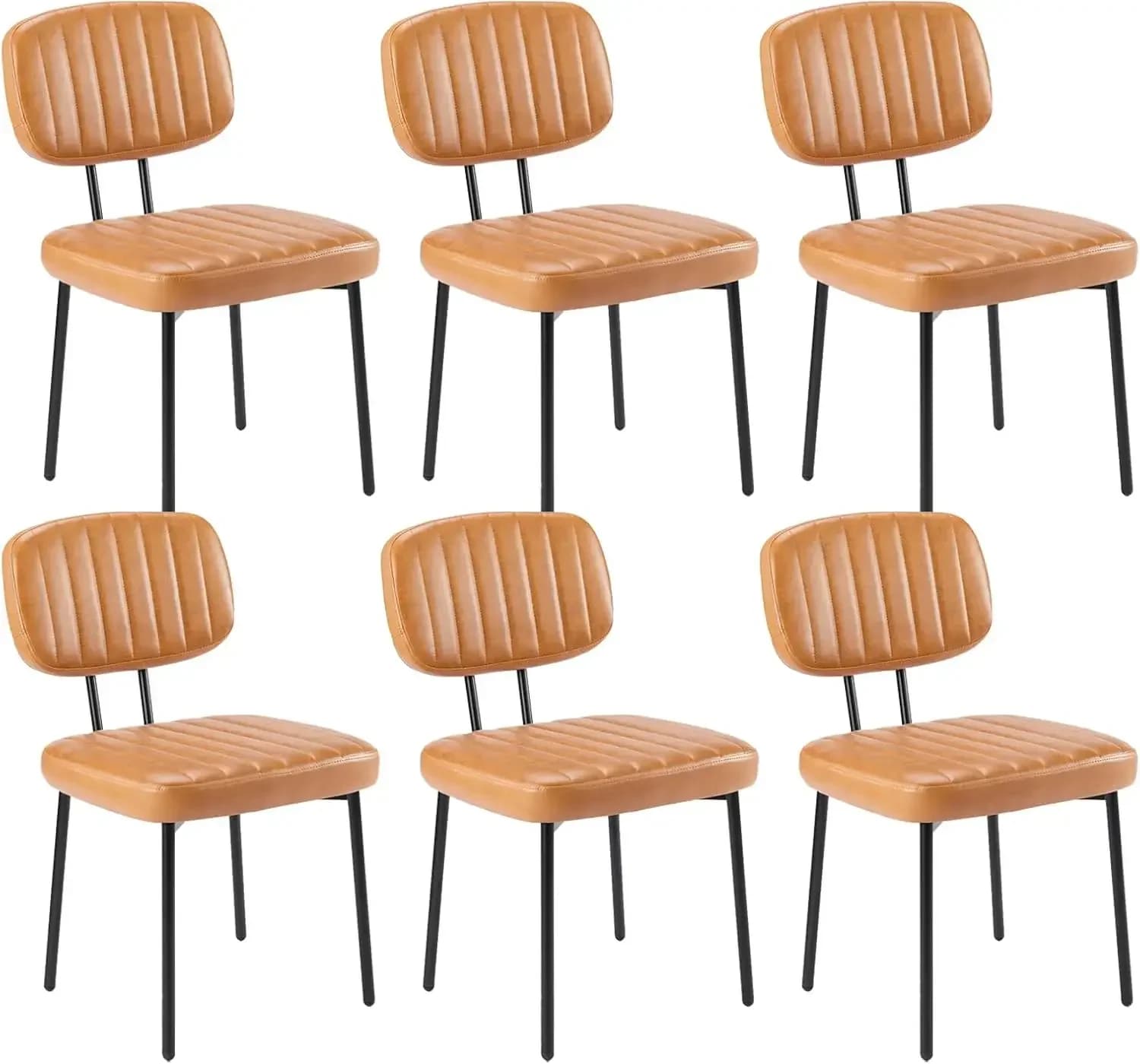 Set di 6 sedie da pranzo, sedie imbottite in stile Mid-Century Modern per cucina, con cuscino in similpelle e gambe in metallo per la casa