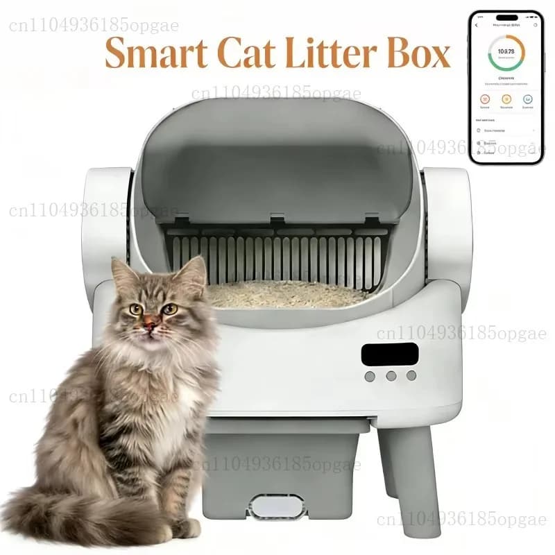 Lettiera automatica intelligente per gatti da 68 litri, toilette elettrica autopulente per animali domestici, con funzione App, accessori in plastica per gatti, lettiera per gatti