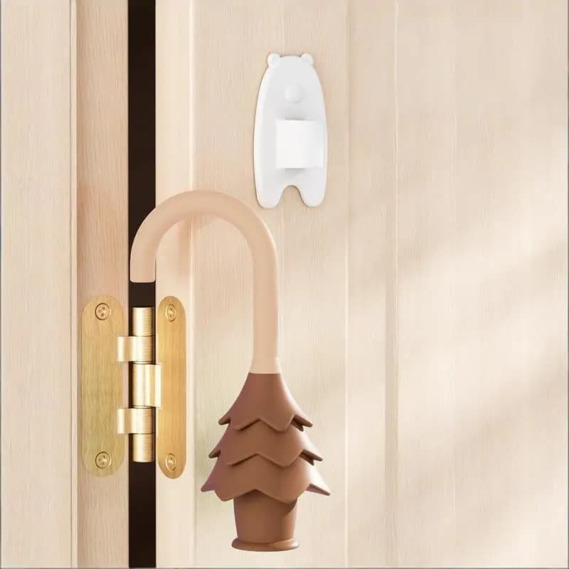 Soft Silicone Door Stopper With Cute Pine Tree Design: Anti Pinch Feature Baby Safety Home Daily Use