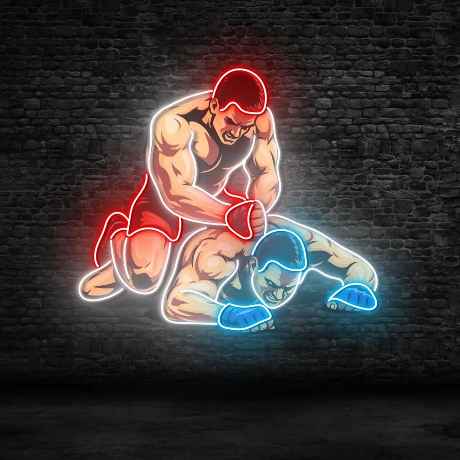Insegna al neon Wrestling per l'arredamento della sala giochi, insegna al neon Wrestling, insegna al neon personalizzata, arredamento del club Wrestling, regalo per lui o amante della wrestling
