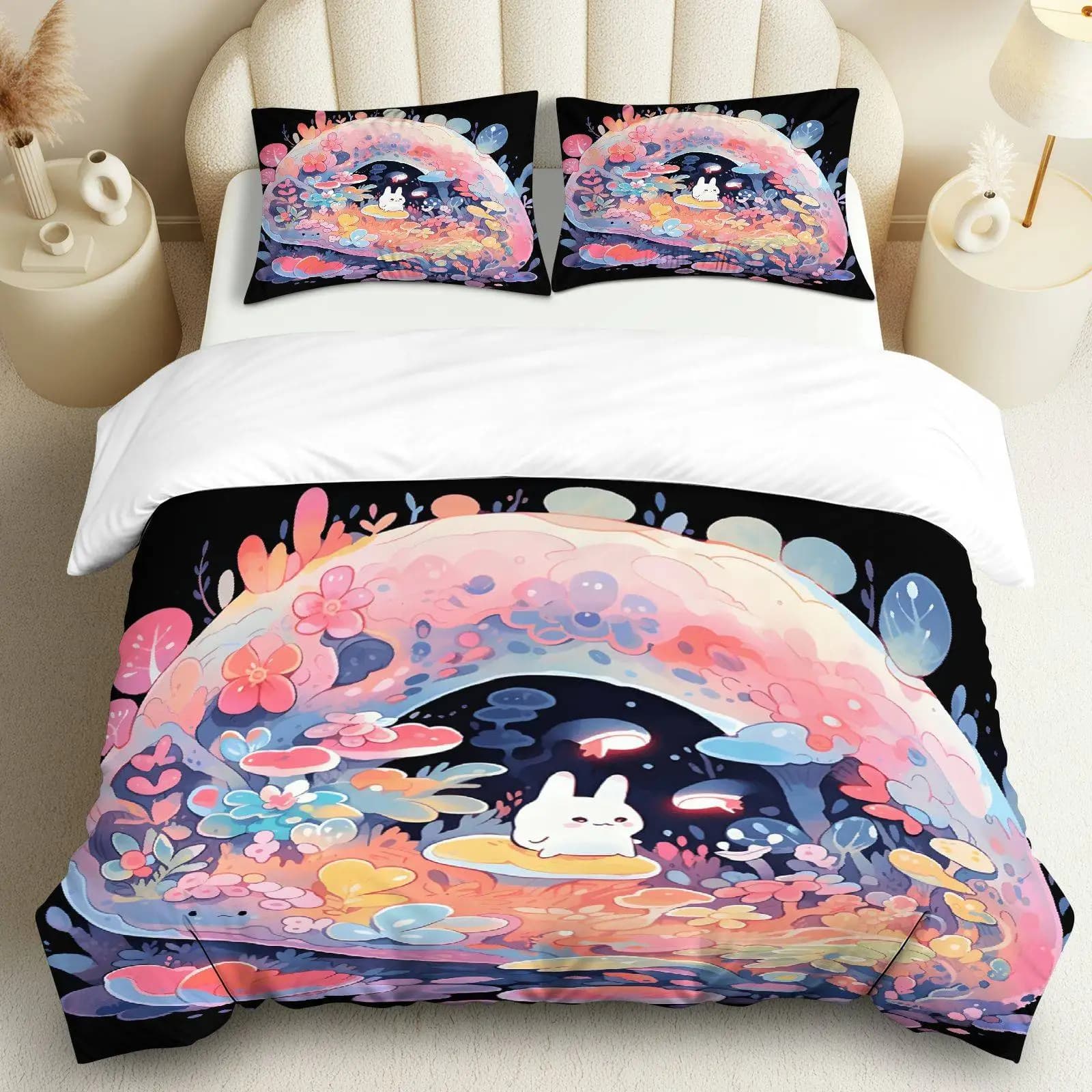 Copripiumino 3 pezzi, 1 piumino + 2 federe (senza imbottitura), fantasia floreale artistica adatta per decorare camera da letto, soggiorno.