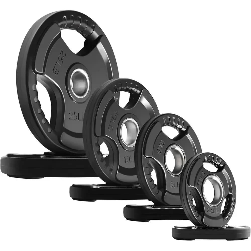 Home Gym & Strength Training: 2-Inch Rubber Grip Weight Plates - Single, Pair, and Sets