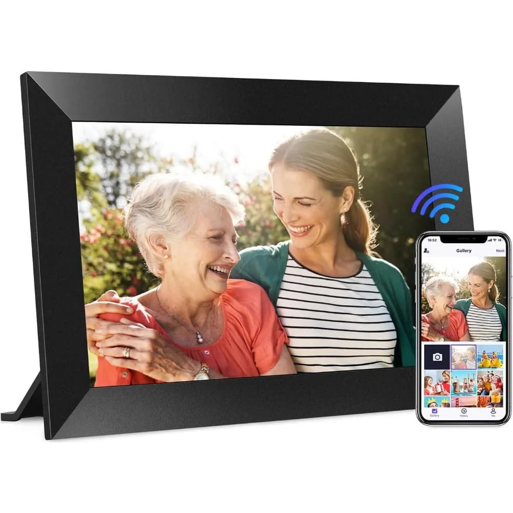 Cornice Digitale 10.1 Pollici WiFi 32GB HD IPS Touch Screen con Rotazione Automatica per Condividere Foto e Video