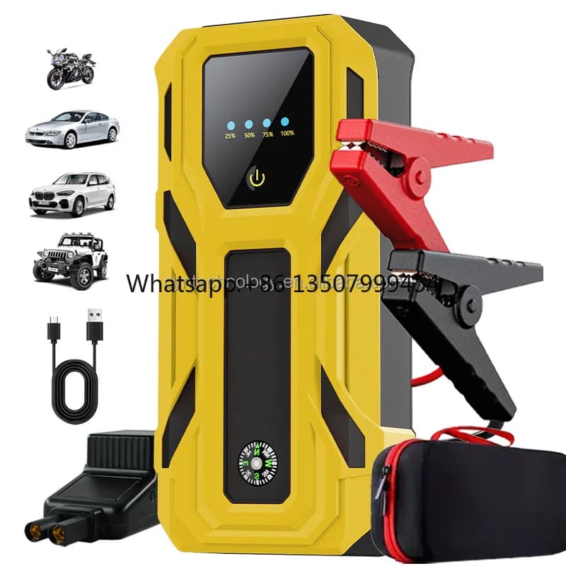 Avviatore d'emergenza portatile per auto e camion da 12V 1000A di picco, con batteria da 22200mAh e power bank integrato