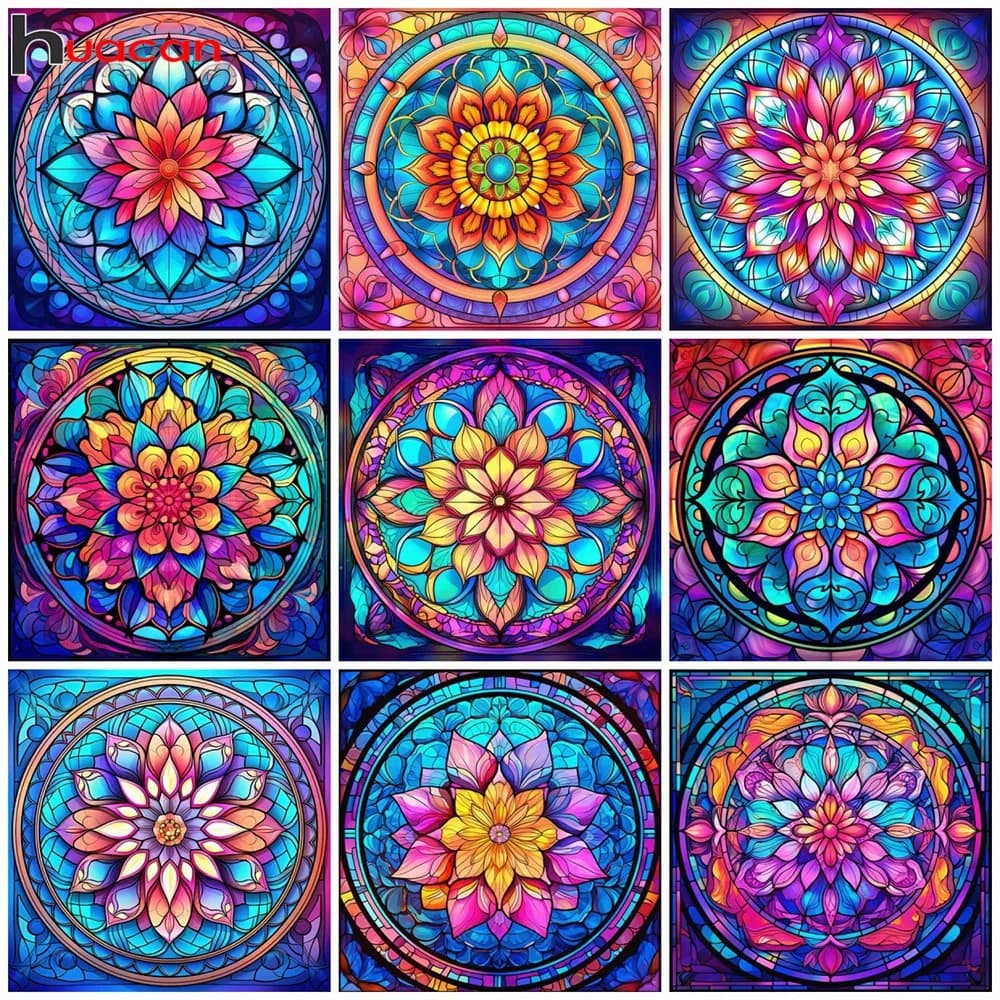 Huacan Full Diamond Painting Flower 5D Diy Diamond Mosaic Mandala Handmade Gift Art Home Decoration Craft Kit