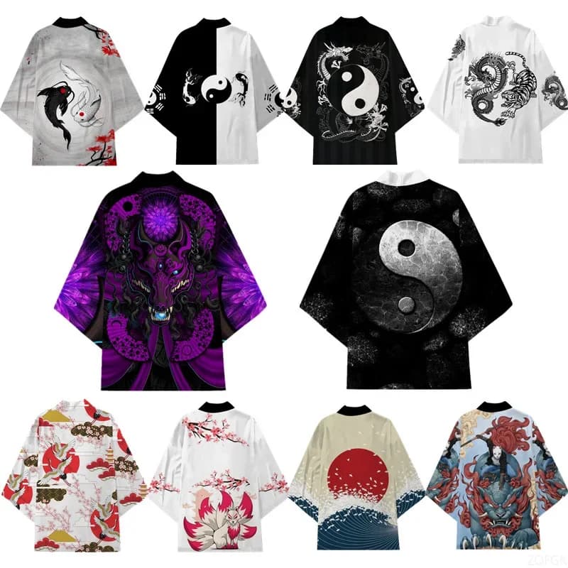 2023 Nuovo prodotto giapponese Stampa digitale 3D Harajuku Kimono Mantello Cappotto Pigiama Cardigan Estate